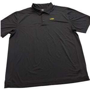 LSU Tigers Size 4XT CB DryTec Polyester Sport Polo Logo Shirt Black Short Sleeve